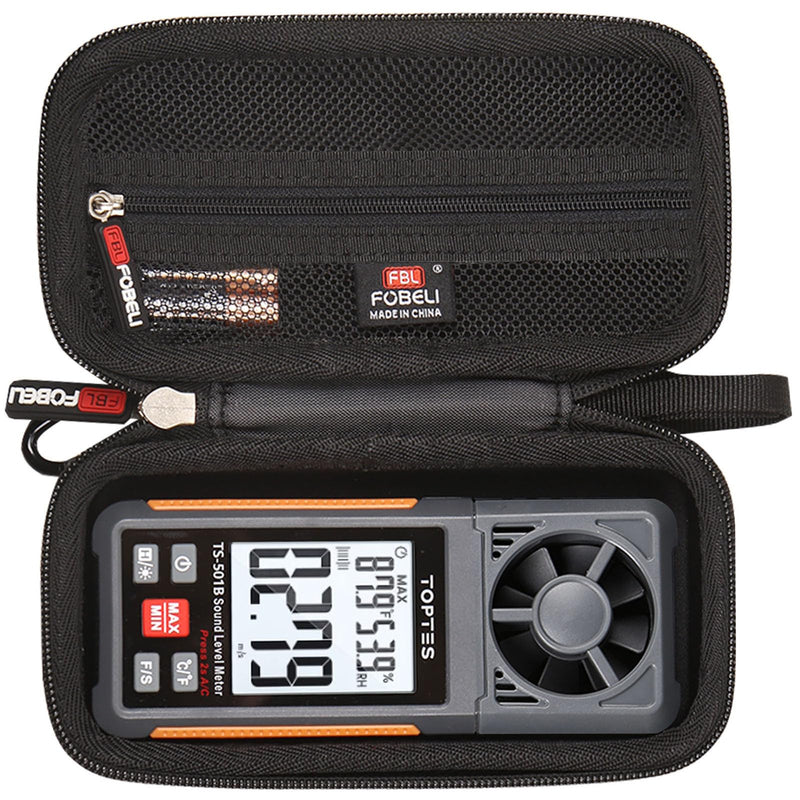 FBLFOBELI Hard Case for TopTes TS-501B Sound Level Meter/TopTes TS-301 Digital Anemometer Wind Speed Meter/TopTes TS-710 Light Meter Lux/Foot Candles Meter (Case Only) (Black) Black