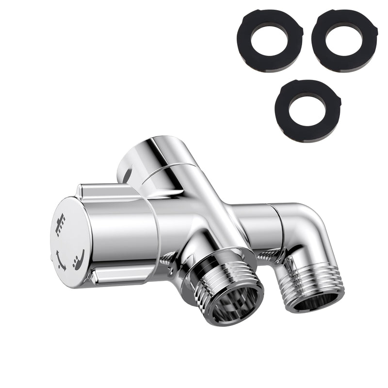 Solid Brass 3 Way Shower Arm Diverter Valve for Handheld Shower Head and Fixed Spray Head, G1/2 Universal Bathroom System Component Replacement Part (Chrome Finish) Chrome