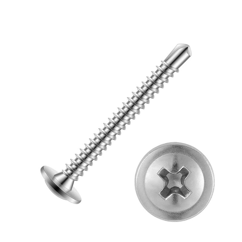 #8 x 1-1/2" Sheet Metal Screws 150PCS 410 Stainless Steel Truss Head Fast Self Tapping Screws #8 x 1-1/2" Silver Truss Head