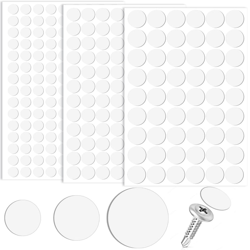 290pcs Self-Adhesive Screw Cover Stickers, PVC Non-Faded Screw Hole Cover Caps, 12mm 15mm 21mm Dustproof Sticky Decals for Various Furniture Cabinet- White 290pcs-12mm 15mm 21mm X White