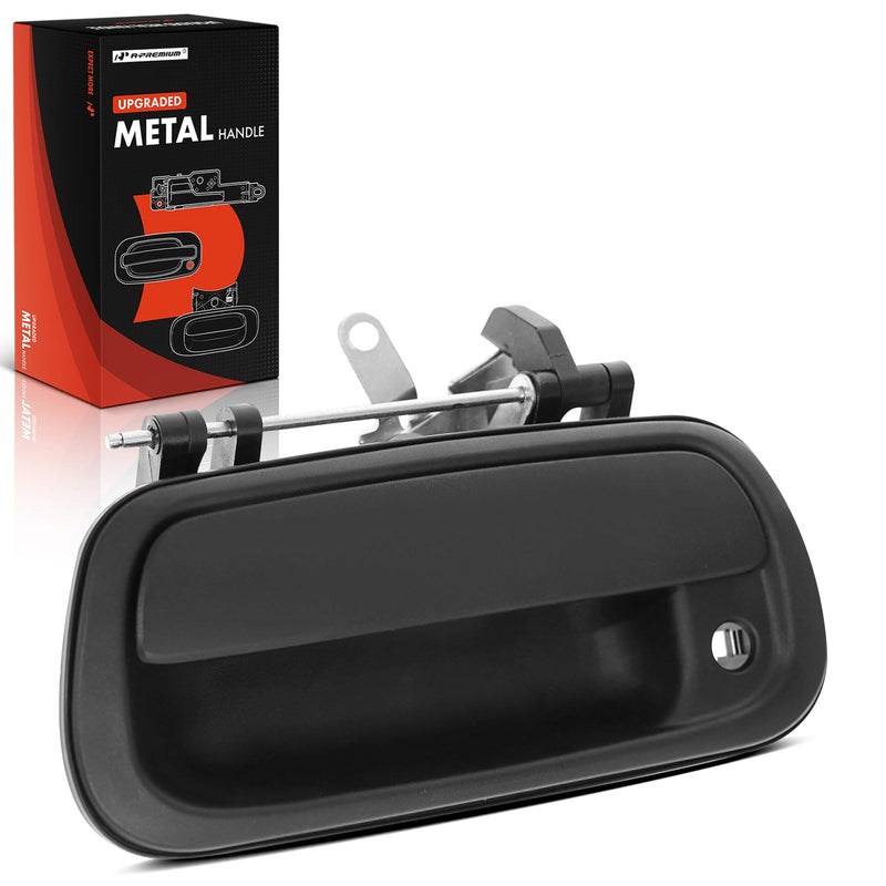 A-Premium Upgraded Metal Tailgate Handle Latch - Compatible with Toyota Tundra 2000-2006 - Textured Black, with Keyhole, Exterior Tailgate Handle Assembly - Replace Parts 69090-OC010, TO1915110 Upgraded Metal - Textured Black