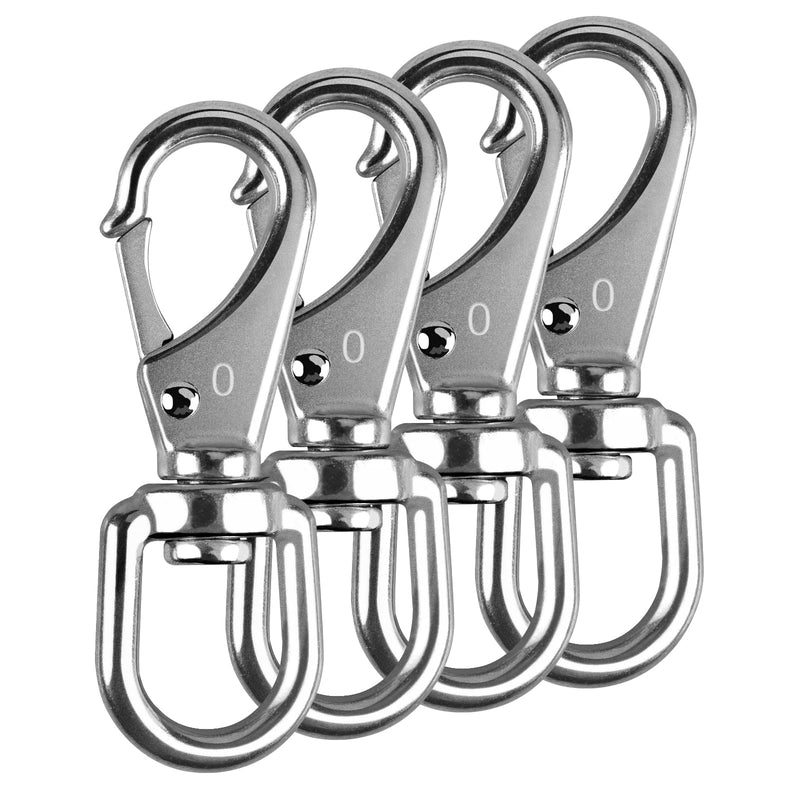KINLINK 304 Stainless Steel Swivel Snap Hooks, 4 Pack 2.7 Inch Flag Pole Clips, Heavy Duty Spring Snap Hooks for Flagpole Rope, Dog Leash, Keychain, Boat Anchor Rope, Bird Feeder 0#2.7