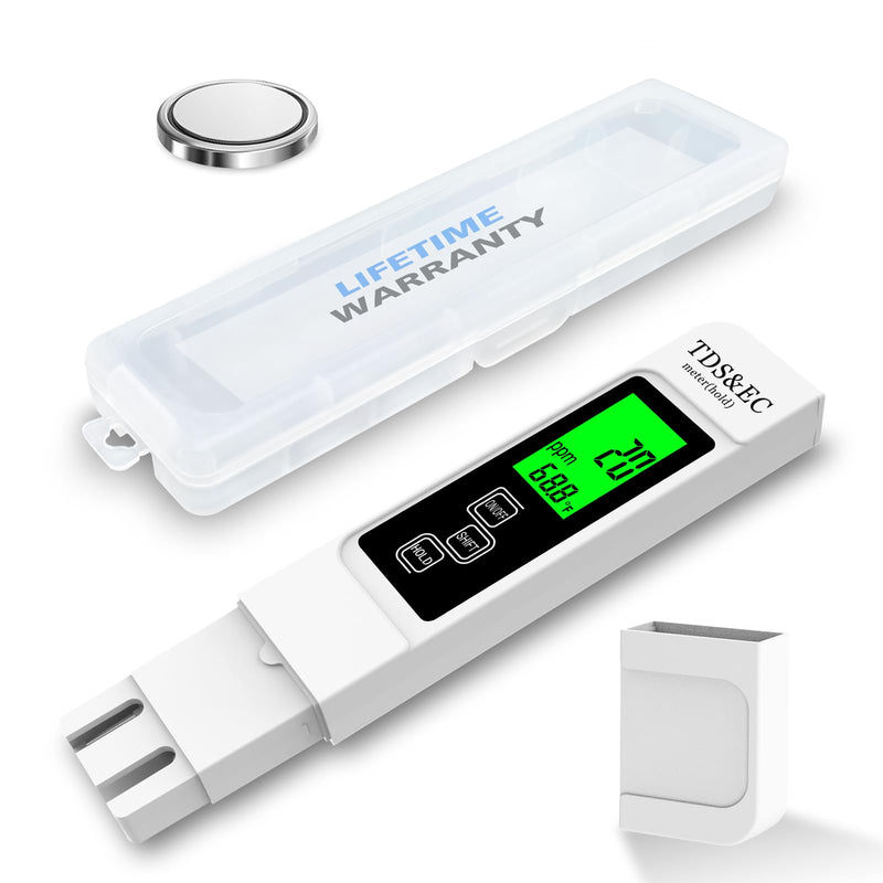 Most Accurate So Far 4-in-1 Instant Read TDS Meter - Measures TDS, EC, & Temperature (°C/°F) - Digital Water Testing Kit for Tap, Well, Pool, Hydroponics, Aquarium, RO/DI System White