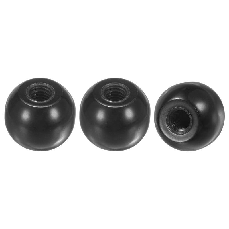3-Pack Threaded Ball Knobs, M6 Female Thread 20mm Dia. Thermoset Ball Knob for Lathe/Machine/Lawn Mowers, Round Phenolic Lever Handle [Black] M6x20mm Black