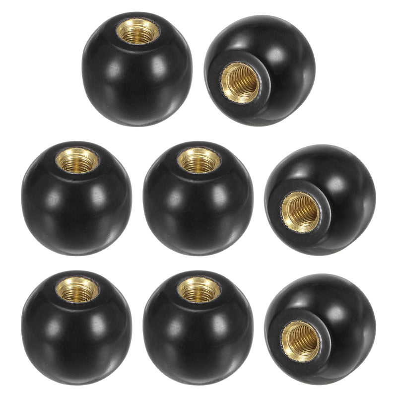 8-Pack Threaded Ball Knobs, M6 Female Thread 20mm Dia. Thermoset Ball Knob for Lathe/Machine/Lawn Mowers, Round Phenolic Brass Insert Lever Handle [Black] M6x20mm