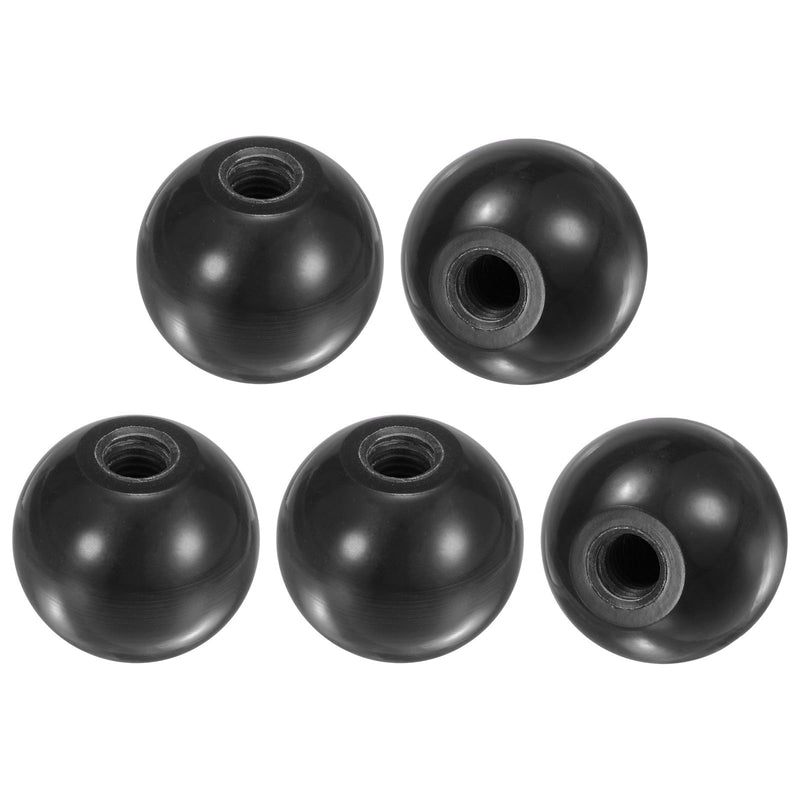 5-Pack Threaded Ball Knobs, M8 Female Thread 30mm Dia. Thermoset Ball Knob for Lathe/Machine/Lawn Mowers, Round Phenolic Lever Handle [Black] M8x30mm Black