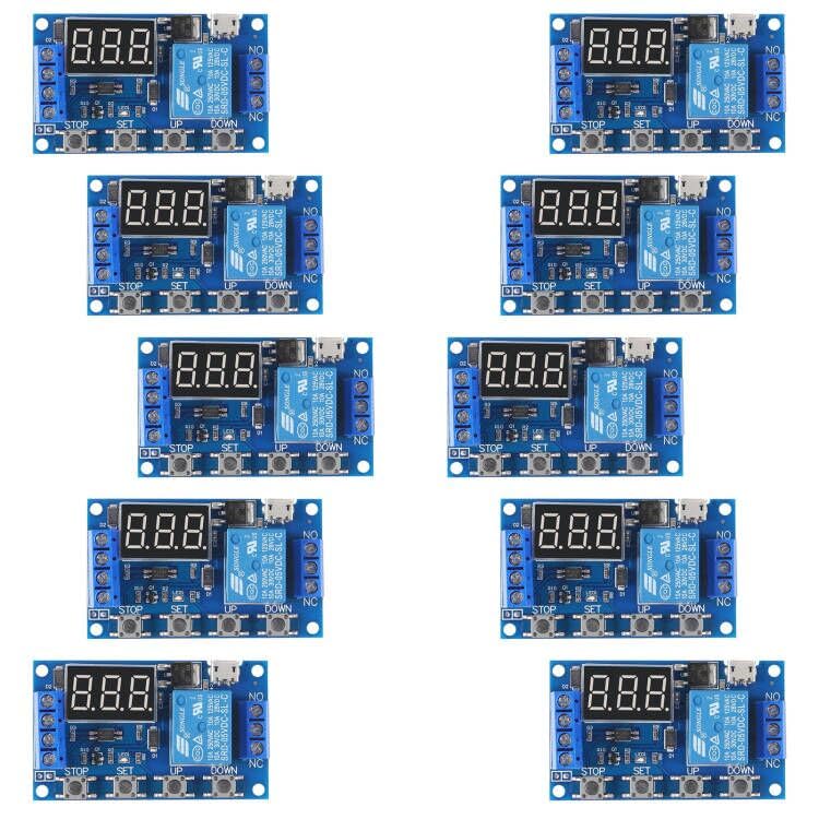 DC 6-30V Timer Relay Programmable Delay Relay Module Cycle Timer with LCD Display / 5V Micro USB, Smart Home Controller (10pcs) 10pcs