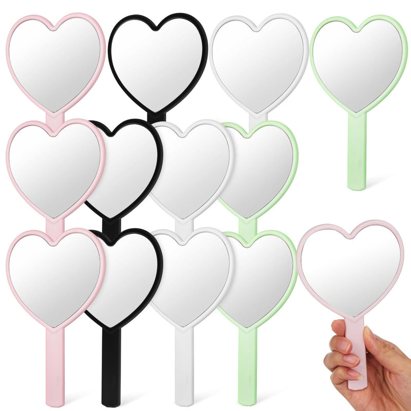 Heart-Shaped Mirror Set of 12 - Portable Handheld Mirrors for Makeup Cute Heart Design Compact Cosmetic Hand Mirror Ideal for Travel and Daily Use