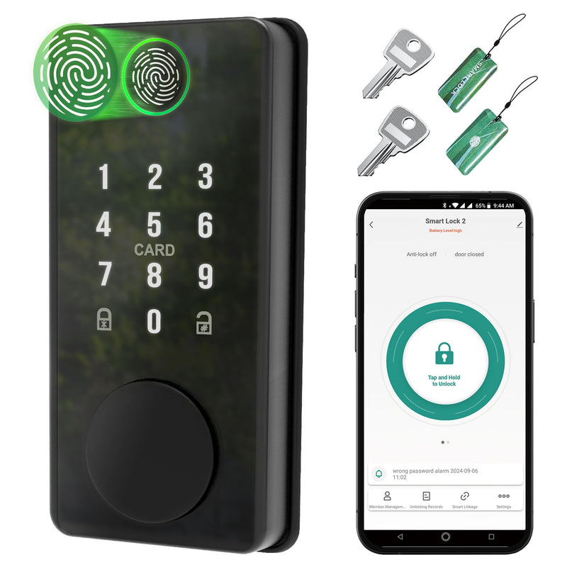Keyless Entry Door Lock with Keypad - Fingerprint Door Lock - Electronic Keypad Smart Deadbolt Lock - Smart Digital Code -Auto Lock