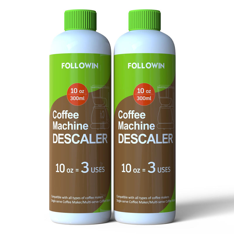 FOLLOWIN Coffee Machine Cleaner and Descaler,Espresso Coffee Maker Cleaner(2 Pack & 6 Uses),Descaling Solution for Espresso Machines and Single Use Coffee Maker