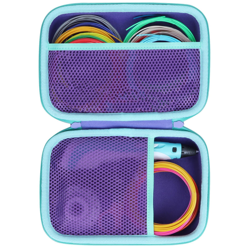 Hard Case Compatible with SCRIB3D P1 Advanced / MYNT3D Super Professional Printing / 3Doodler Flow / PIKA3D PRO 3D Printing Pen (Purple + Teal Case) Purple + Teal