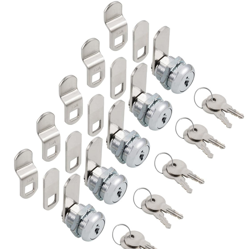 Cabinet Cam Locks Keyed Alike, 5/8” Cylinder Cam Locks for Tool Box RV Compartment Mailbox Vending Machine Drawer File Cabinet, Fits 3/8” Max Panel Thickness, Chrome Finish with 3 Cams and 2 Keys 5/8 Inch