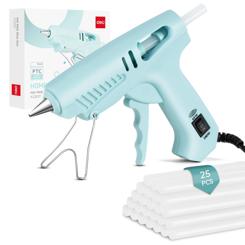 deli Professional Heavy Duty Glue Gun, High Temperature, Industrial Strength, with Stand (60W/100W Dual Power) 60W/100W Dual Power