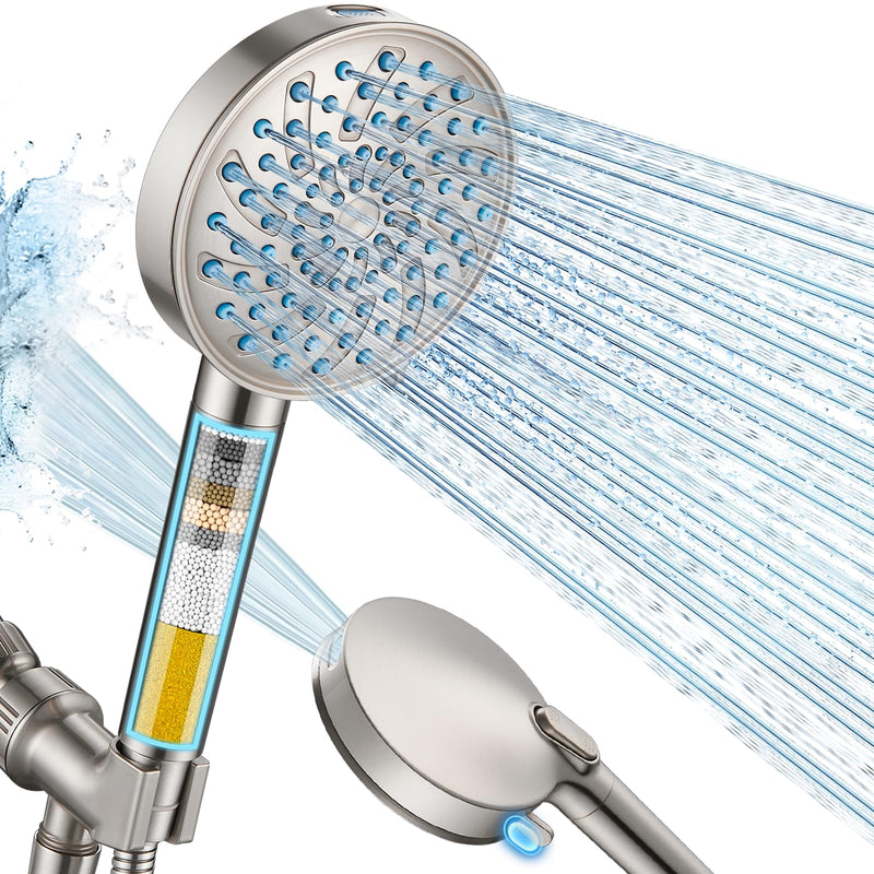 Cobbe Filtered Shower Head with Handheld, High Pressure 7-mode Showerhead with Filters for Hard Water - Remove Chlorine - Reduces Dry Itchy Skin, Patented Paddle Shift Design, Brushed Nickel Round (Built-in Power Wash) 3. Brushed Nickel