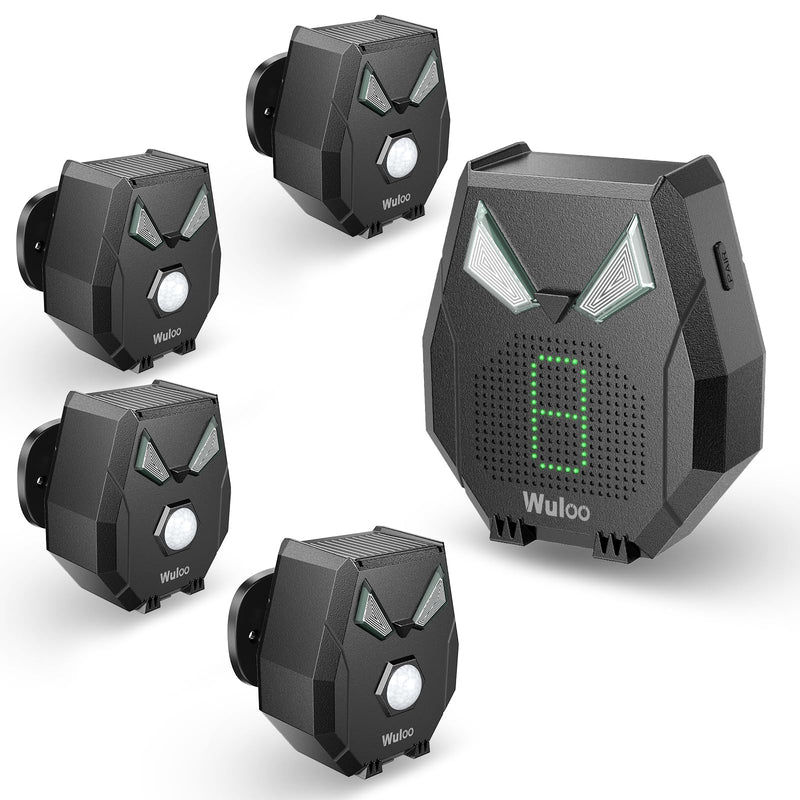 Solar Driveway Alarm Wireless Outside Weatherproof 1/3 Mile Long Range, Outdoor Motion Sensor Detector Alarm Driveway Alert System with Rechargeable Battery/Expandable (4 Sensors &1 Receiver Set) 5 4 sensor & 1 receiver