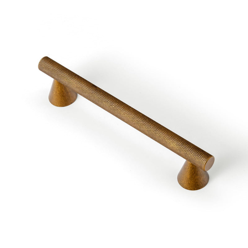 Goo-Ki 6 Pack 5" Center to Center Knurled Antique Brass Aluminium Cabinet Pulls with Zinc Alloy Cone Base Retro Handles for Kitchen Improvement