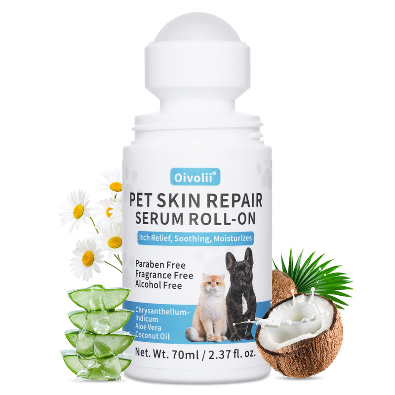 Natural Skin Soother,Roll-On (2.3fl oz) Allergy and Itch Relief for Dogs & Cats,Rapid Healing & Hair Regrowth, Moisturizer for Dry Skin,Hot Spots Quick Repair,with Coconut Oil - PawsPlanet Australia