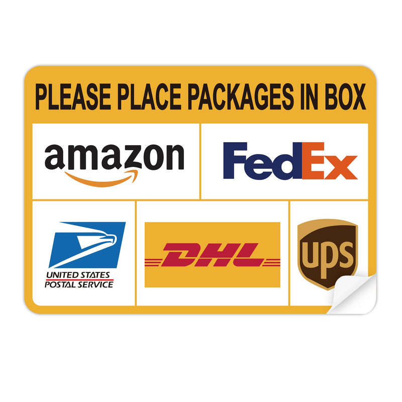 Please Leave Packages and Deliveries Here Sign，Self-Adhesive Weatherproof Delivery Signs for Packages, Please Place Packages in Box for Home，Office，Shop，Box, Door Place Packages in Box（yellow）
