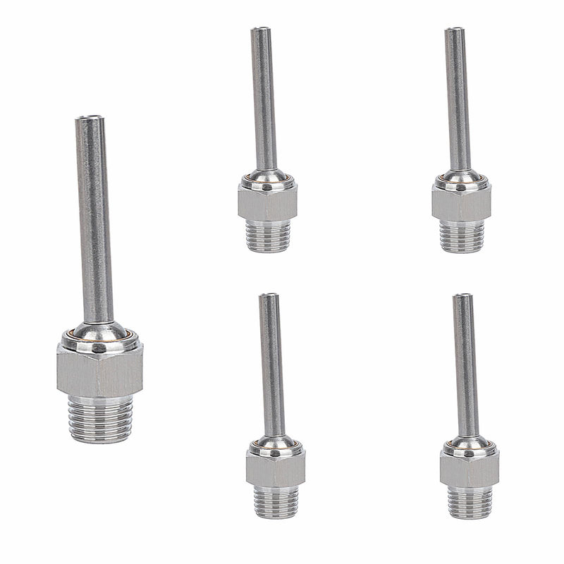 5 Pcs 1/8" NTP x20/40/60mm HTSN-1/8-60 Coolant Pipe Adjustable 304 Stainless Steel Screw-in Coolant Nozzle High-Pressure Water Oil Cooling Tube for Lathe, Milling, CNC Machine (HTSN-1/8-60)