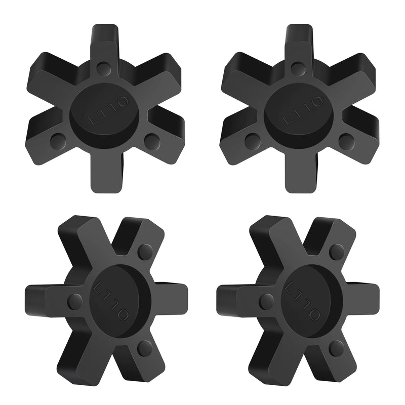 XIKE L110 Solid Type Flexible NBR Rubber Spider Center Insert Fits for L Jaw Coupling Set, Black (4 Pack) 4
