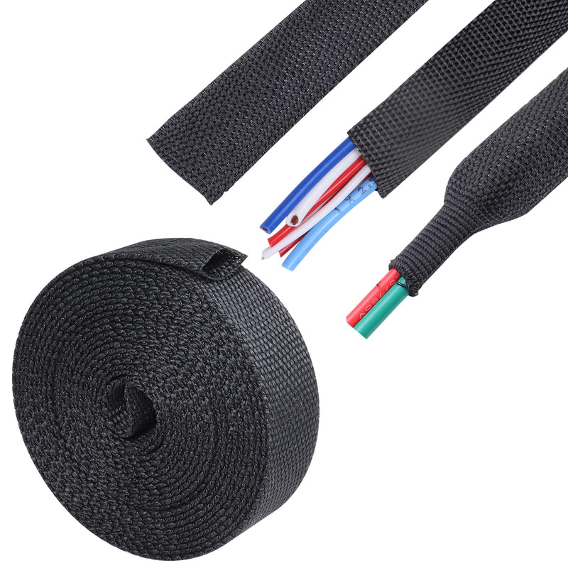 2-1/4'' Flat Heat Shrink Hose Sleeve Protector Cable Cover 30ft | Abrasion Resistant Protective Hose Sleeving For Welding Tig Torch, Hydraulic Hose 30Feet(360Inch)