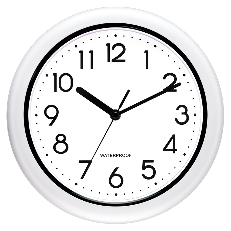 Caysie 10 Inch Sealed Indoor Outdoor Clock Waterproof, Silent Battery Operated Weatherproof Wall Clocks for Pool Patio Outside Home (White) 10" White