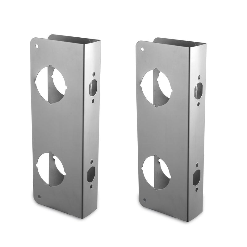 Door Guard Reinforcer for Extra Security to Your Home and Prevent Unauthorized Entry, 2-3/8 Backset and 5-1/2 Door Hole, Repair Doors in Stainless Steel Finish 2PCS QK9001-2 Stainless Steel