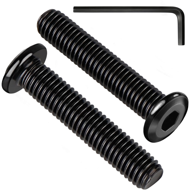 M6 x 45mm 30Pcs Flat Head Hex Socket Cap Screws Bolts,304 Stainless Steel 18-8 Bolts,Full Thread,Hex Drive,Furniture,Bed,Chair Repairs,Black Zinc Plated(with Hex Spanner) M6 x 45mm Black