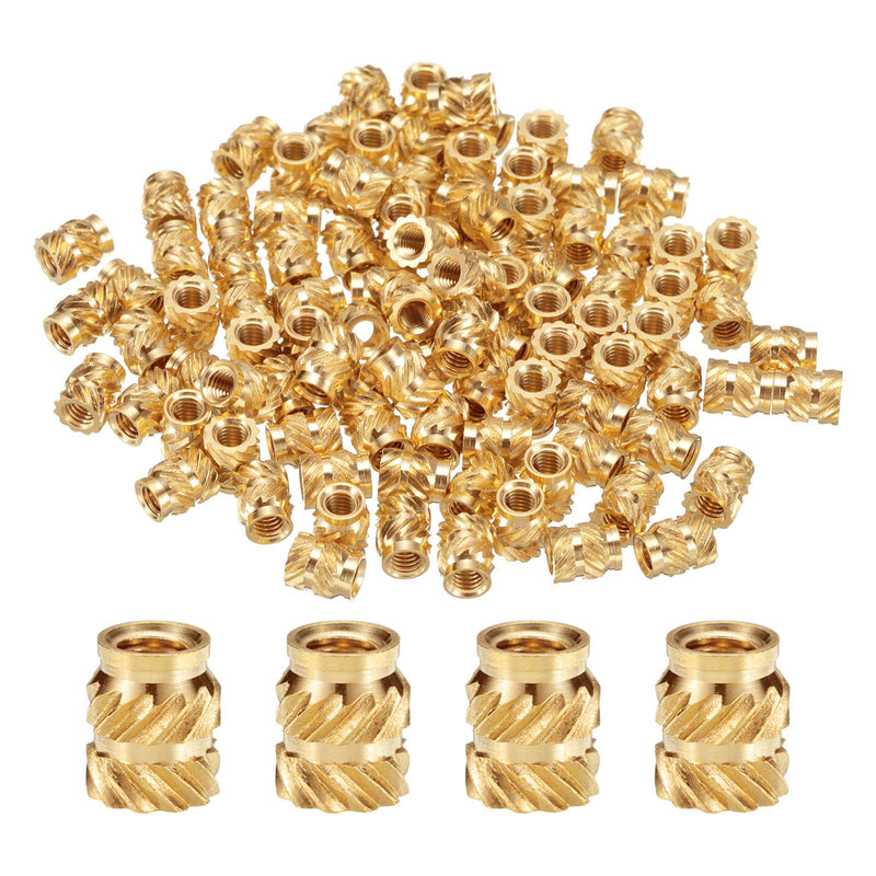 uxcell 50pcs M3 Threaded Inserts Brass Heat Set Insert M3x6mm, OD 5mm Knurled Insert Nuts, 3D Printing Brass Nuts Female Threaded Inserts Nuts M3x6x5mm(ID*Lenth*OD) 50