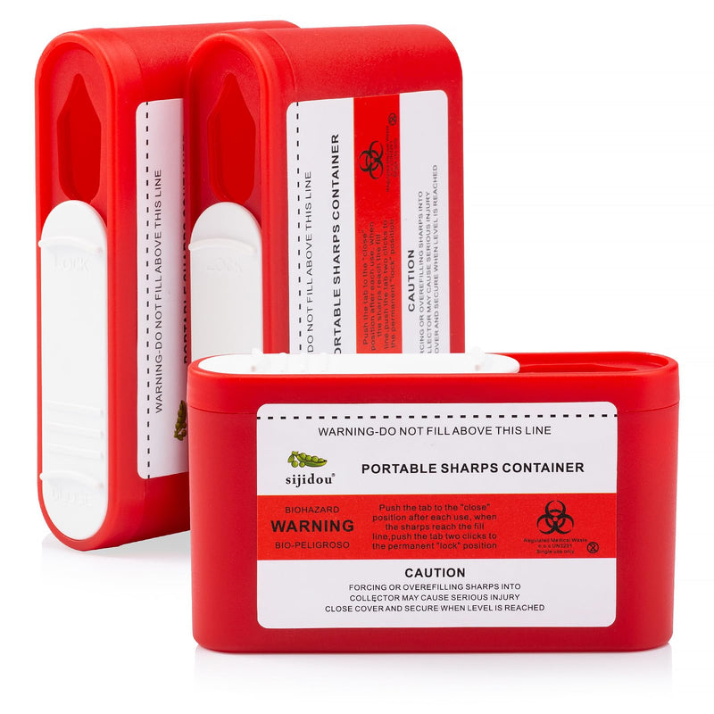 3 Pack Portable Sharps Container for Travel and Home Use,Pocket Travel Sharps Disposal Container,Specially Designed for Diabetic Needles and Test Strips Compact Size for Travel and Daily Personal Use 3