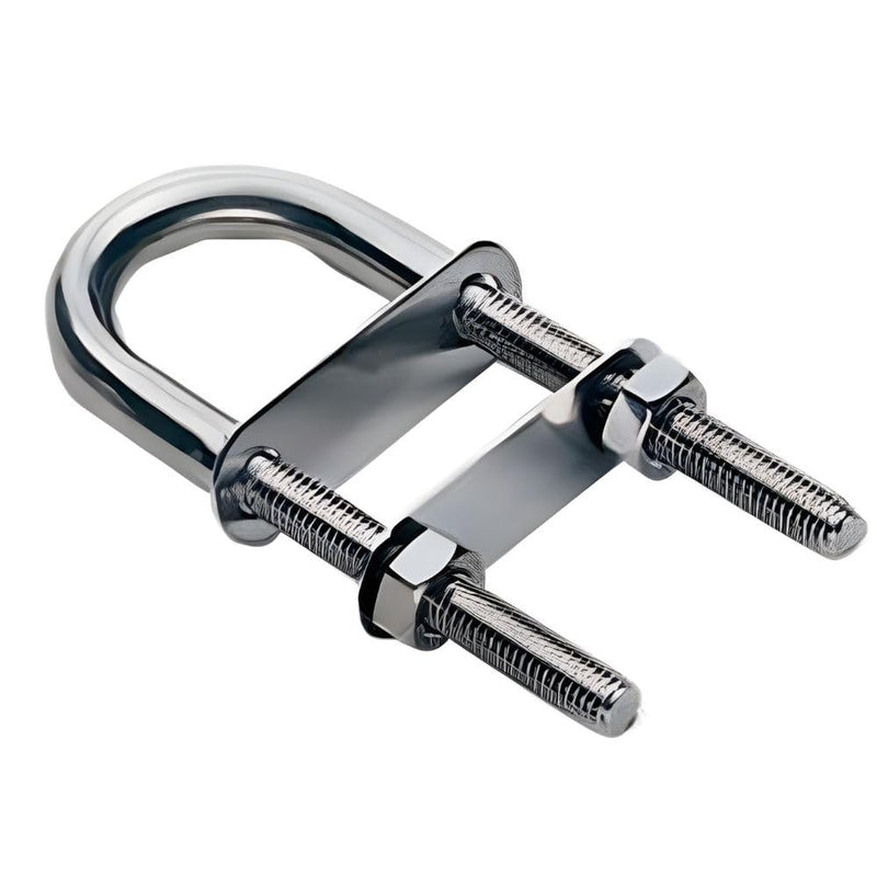 MarineNow 1/2” Premium 316 Stainless Steel U-Bolt with Double Oval Plates - Mirror Polished, Marine-Grade Hardware for Boats, Yachts