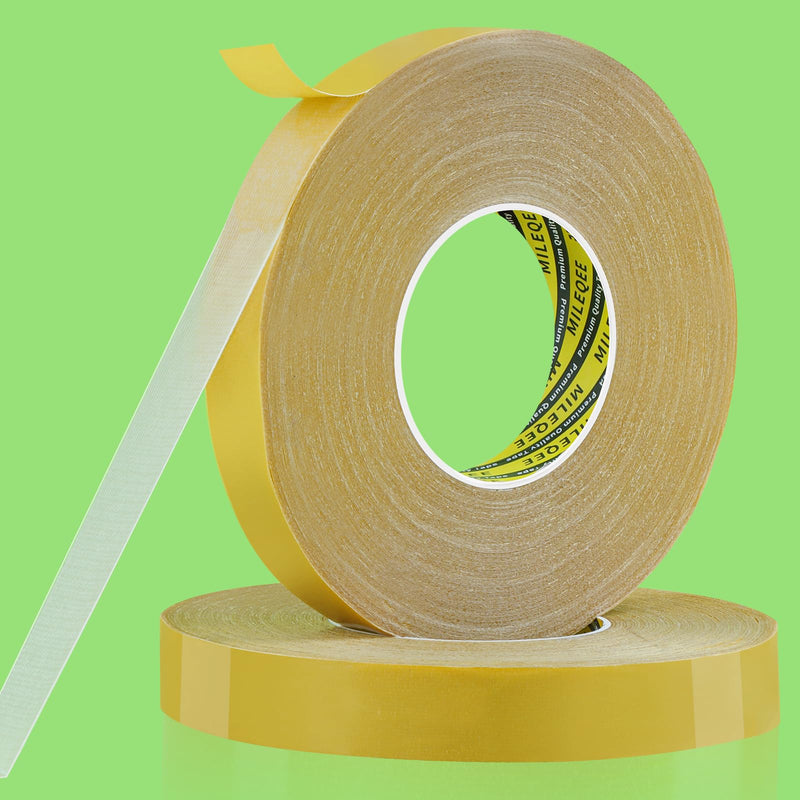 2Pack Double Sided Fabric Tape Heavy Duty, 0.79" x 164FT (328FT Total) Extra Large High Tack Sticky Cloth Mounting Tape, Strong 2 Sided Wall Adhesive Strips for Crafts, Rugs, All Purpose 2 Pack, Each 0.79" x 164FT