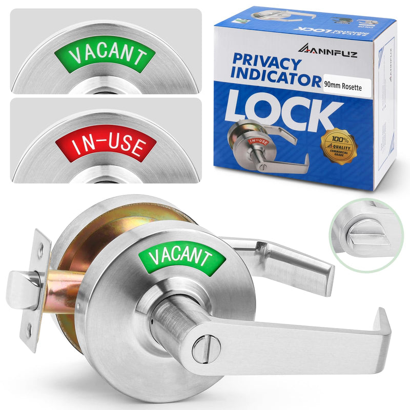 Vacant Occupied Bathroom Door Handle Lock,Privacy Lever with Large Indicator,in-Use or Vacancy Indication Occupied Deadbolt,Commercial Door Handle Lock for Public Restrooms(Satin Nickel) Satin Nickel