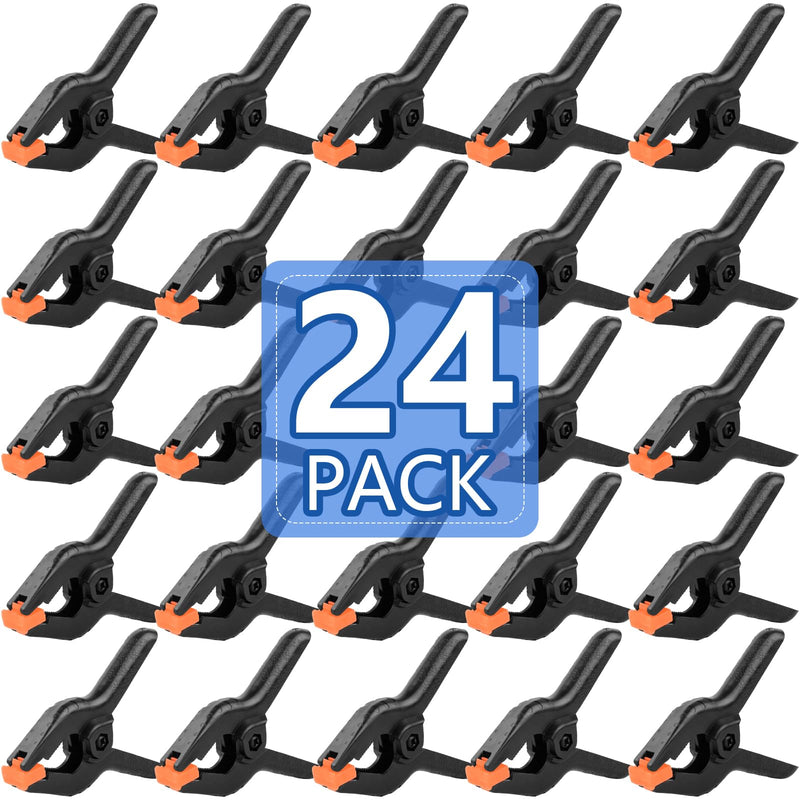 24 Pack 3.5 inch Plastic Spring Clamps, Black Heavy Duty Clips, Backdrop Clips Clamps, Woodworking Clamps, Plastic Clamps for Crafts, Backdrop Stand, Woodworking, Photography 3.5in-24P