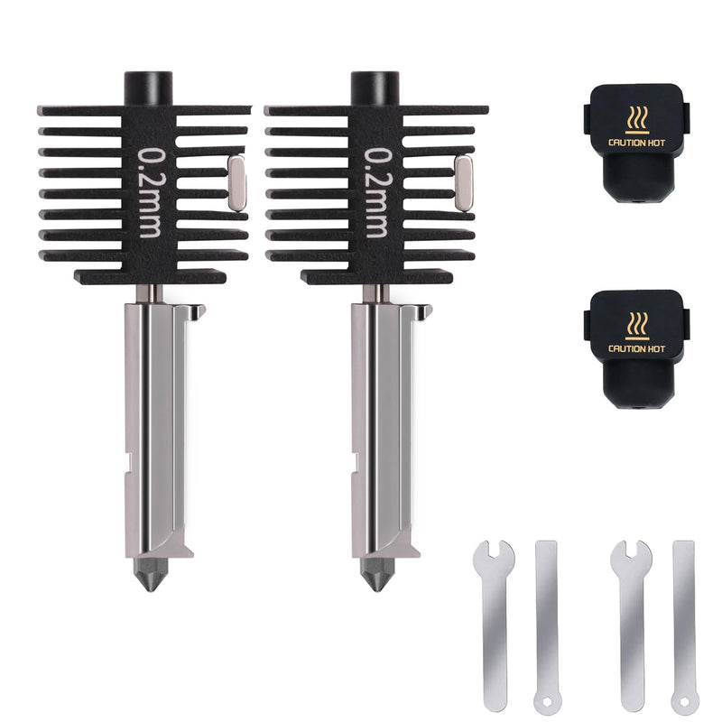 2PCS A1 Mini Upgrade Hotend Kit, 3D Printer Print Head Hot End Heating Block Kit with 0.2mm Hardened Steel Nozzle and Silicone Socks for Bambu Lab A1/A1 Mini 2 Pack