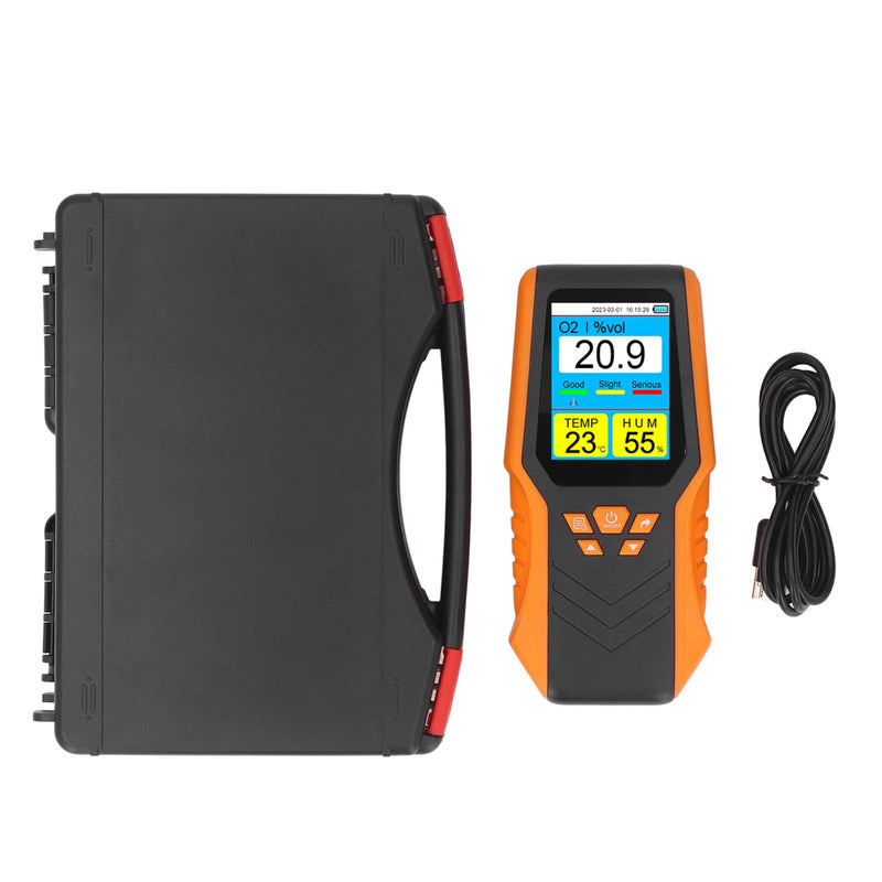 Portable Rechargeable Oxygen Gas Detector Analyzer 0-30% Vol Range Handheld O2 Meter for Home Office Classroom Safety Monitoring - Industrial Grade Oxygen Level Tester