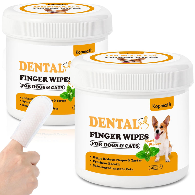 Dental Care Finger Wipes for Dogs & Cats, Reduces Plaque & Tartar, Freshens Breath, Pre-Soaked Pet Teeth Wipes, Easy to Use Disposable Oral Cleaning Pads,Mint Flavor,100pcs Mint 100 Count - PawsPlanet Australia