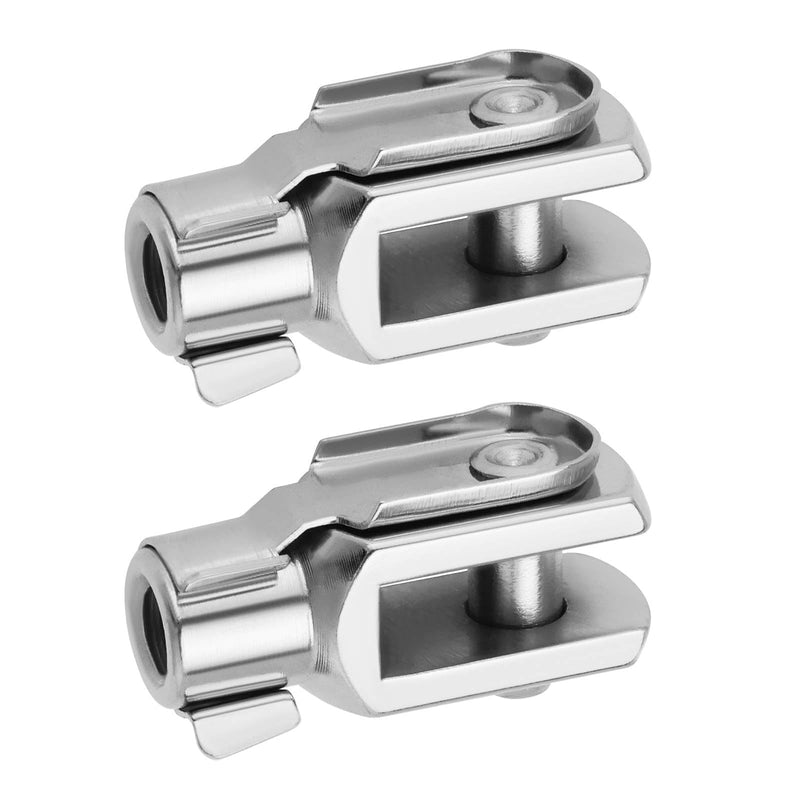 2Pcs M6x1 Thread 32mm Length Air Cylinder Rod Clevis End Clevis Fork End Yoke Joint with Spring Pin Steel Zinc Plated Y Connector for Electronic Automatic Equipment