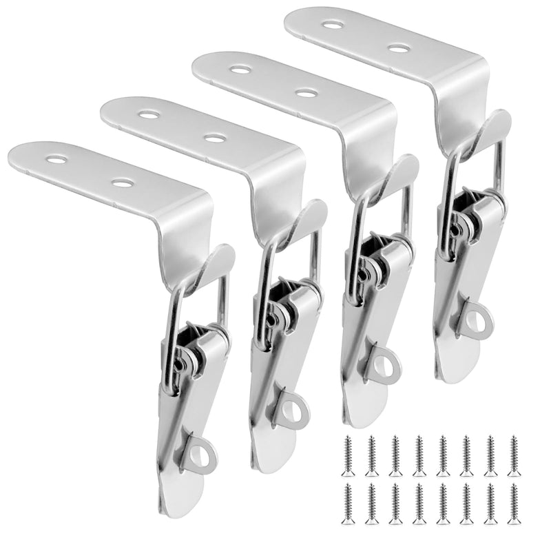 4PCS 90-Degree Angle Latch, Stainless Steel Corner Latch with Keyhole, Tool Box Hood Clasp Buckle Lock Latch with Screws for Case Box Closet 4 Pack