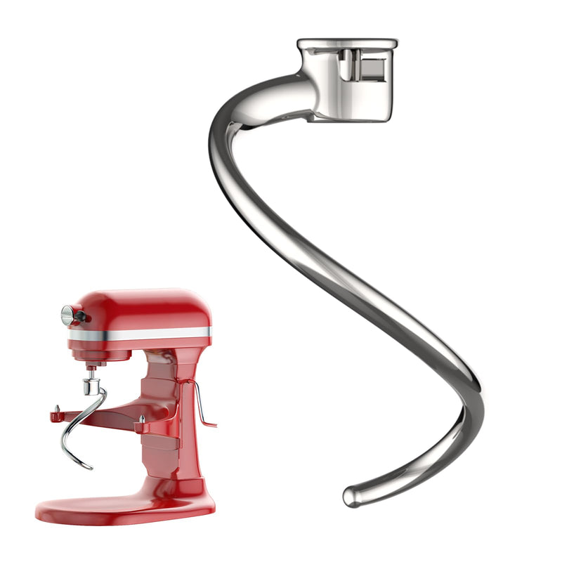 Stainless Steel Spiral Dough Hook for Kitchenaid 5Plus & 6QT Bowl-Lift Stand Mixers, Dough Hook for Kitchenaid Stand Mixer Dishwasher Safe, Efficient Kneading for Bread, Pizza, Pasta, Cookies 5Plus & 6QT Dough Hook