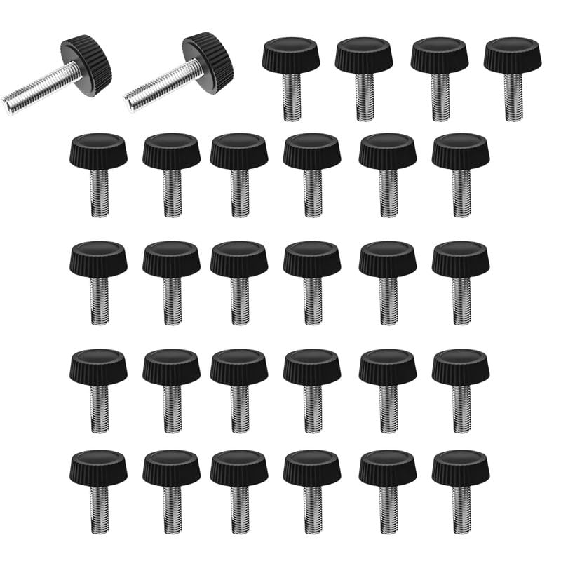 M4*16mm Knurled Thumb Screws, Metric Male Thread Grip Knobs,Carbon Steel Hand Bolts,Black Fasteners for Furniture,Electronic,Machine,Pack of 30 M4*16mm