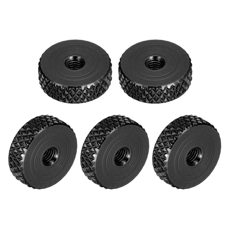 uxcell 30Pcs Flat Knurled Thumb Nuts, M3x12 x 4 mm Pass Hole Nut, Aluminum Alloy Diamond Knurled Nut Flat Head Through Hole Lock Adjusting Nuts for 3D Printer, Black M3x12x4xmm