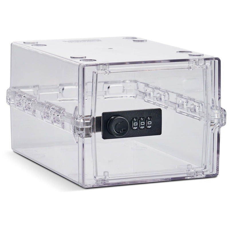 Lockabox Mini™ | Small Lock Box | 3 Litre Combination Lock Box For Food, Medicine & Home Safety | External Size 8.8 x 6.1 x 4.7 inches | BPA Safe (Crystal) Crystal
