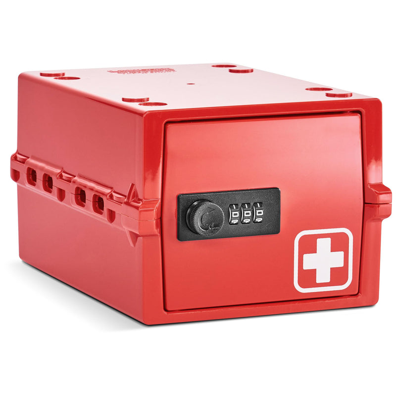 Lockabox Mini™ | Small Medicine Lock Box with Combination Lock (Half Letter Sized) | Mini Medical Lockable Box For Tablets, Creams & Medical Pens | External Size 8.8 x 6.1 x 4.7 Inches (Medi Red) Medi Red