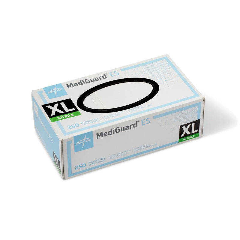 Medline MediGuard ES Powder-Free Nitrile Exam Gloves, Size X-Large, Box of 250 Blue