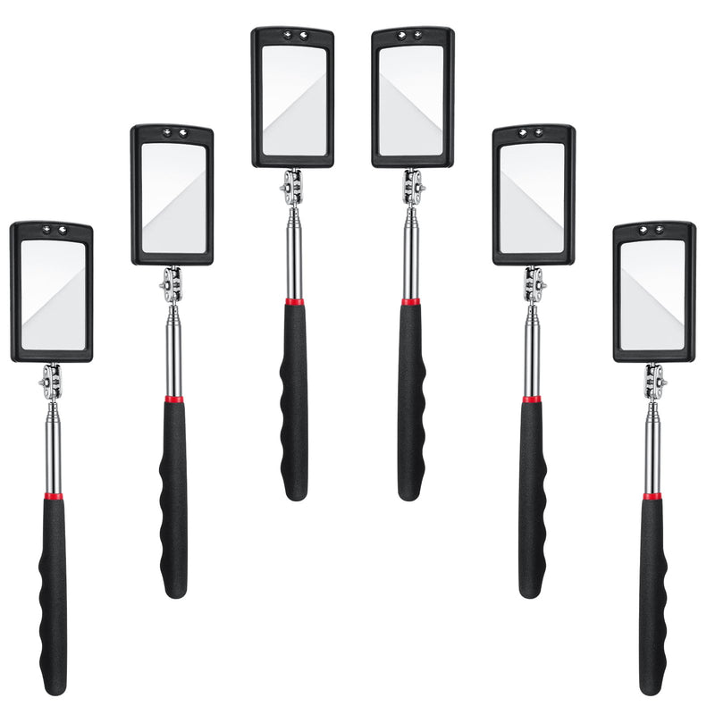 6 Pcs LED Telescoping Inspection Mirror,Retractable LED Mechanical Mirror Tool,Under Vehicle Inspection Mirror,Car Visual Reflector,Retractable Under Vehicle Detection Mirror Repair Tool