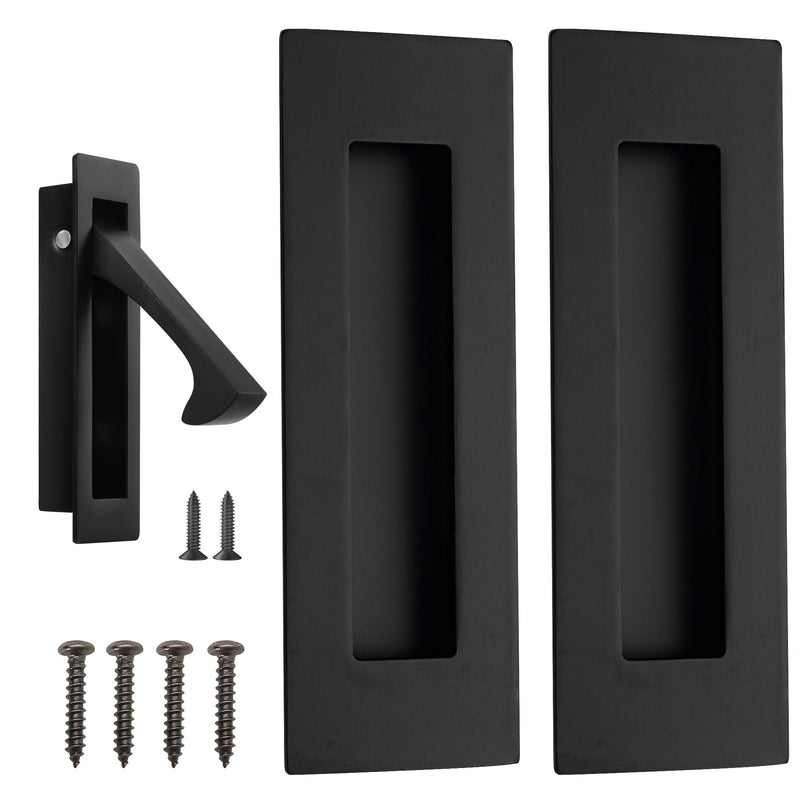 Malimali Pocket Door Pull and Edge Pull Set, Stainless Steel Pocket Door Hardware Recessed Pocket Door Handle Sliding Door Pulls Finger Flush Pull (Matte Black, 3 Pack) Matte Black Set