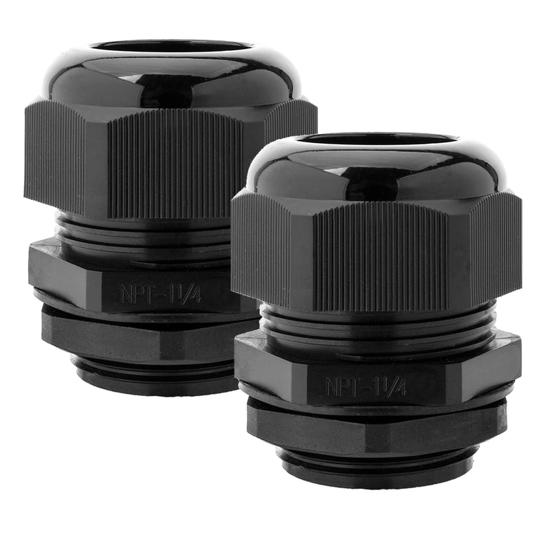 2PCS 1-1/4'' NPT Cable Gland Waterproof Adjustable 18.5-25mm/0.73-0.98inch Nylon Cable Glands Joints with Gaskets (1-1/4", 2PCS) 1-1/4'' NPT 2pcs