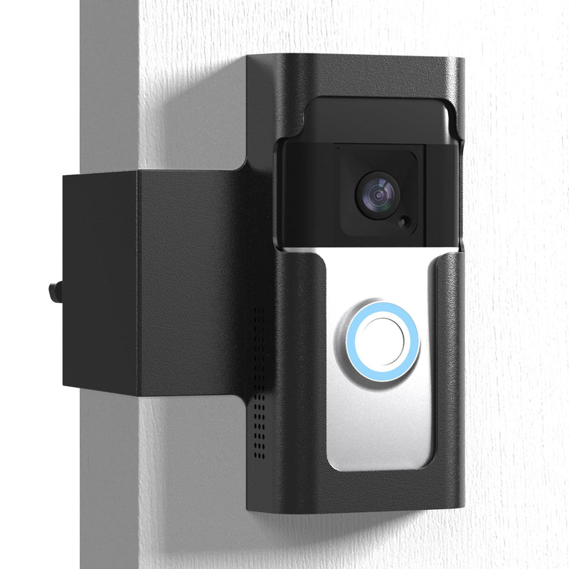 Anti Theft Ring Doorbell Mount - Renter Friendly Ring Doorbell Holder for Apartment Door - All Metal Ring Door Bracket Blink Doorbell Mount No Drill ‎Frosted Black