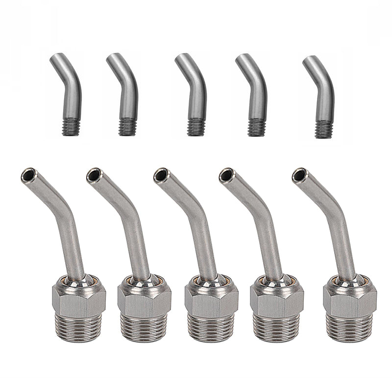 5PC 1/4 "NPT x 25/35mm 304 Stainless Steel Cooling Albow Straight Nozzle, Suitable For Cooling Water Spray, Jet, Oil Spray, Etc. Of Various Machine Tools (HTSP-W-1/4-25/35) HTSP-W-1/4-25/35